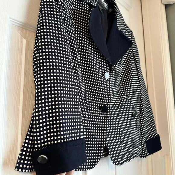 Talbots Petites Women's Size 8P Navy Blue White Polka Dot Blazer Jacket Career - Picture 5 of 6